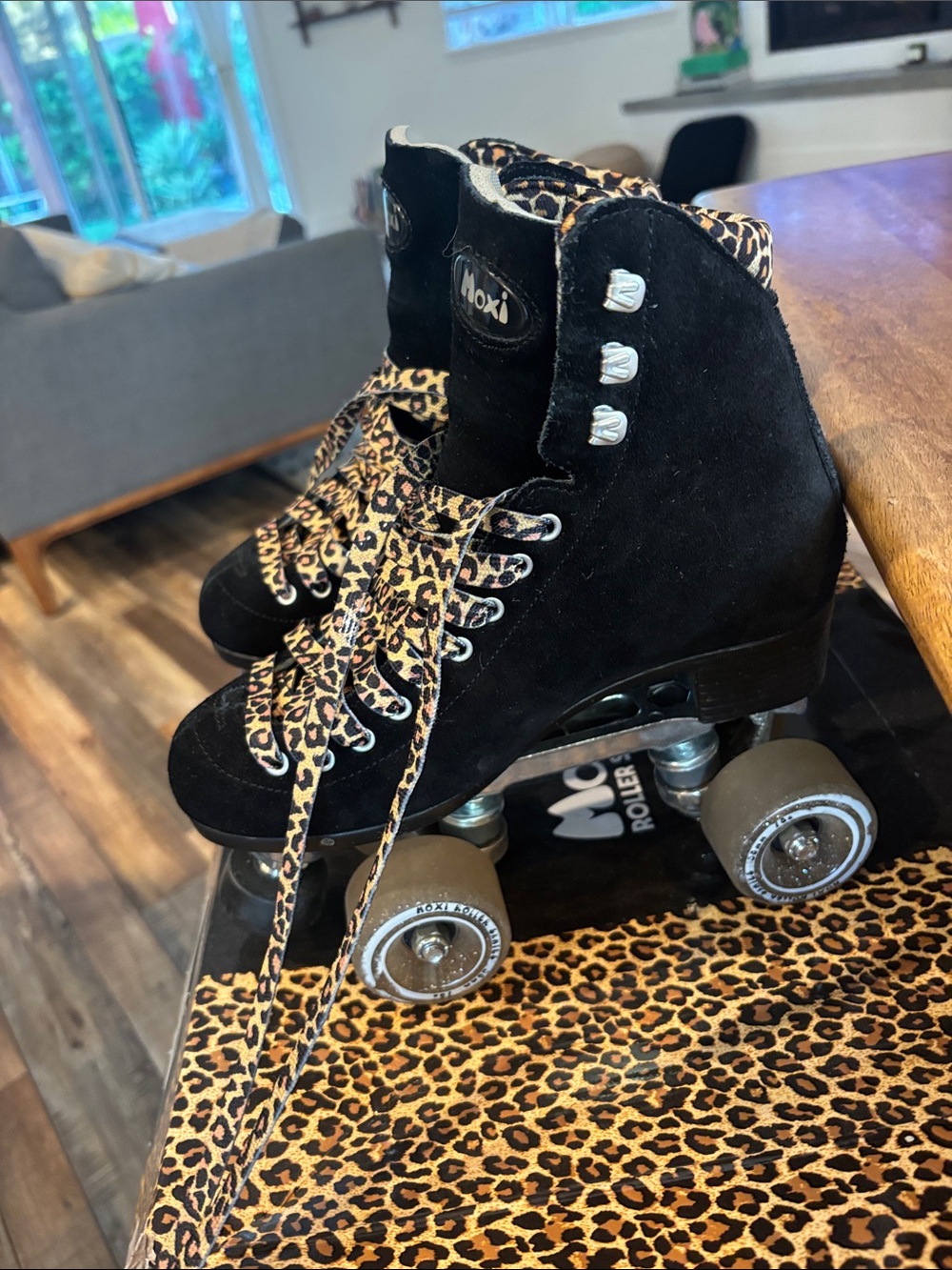 Moxi Panther Black Suede Roller Skates - Picture 3 of 6